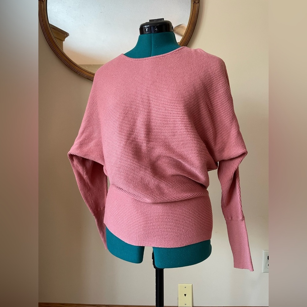 Soft Slouchy salmon pink Primark Sweater with scoop neckline in size small